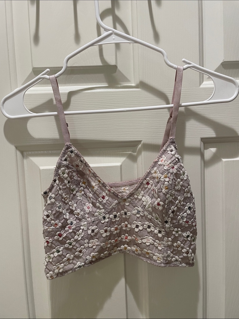Free People Lavender Mauve Floral Embroidered Bralette Tiny Top Crop Top